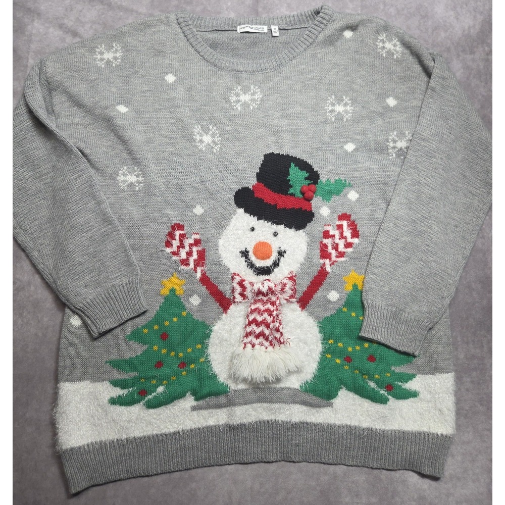 Notations Womens Christmas Snowman Sweater Ugly Sweater Size 1X Party Holiday